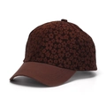 Detailansicht der braunen Blumen-Basecap mit hochwertigem Jacquard-Stoff und Steppnähten - Einheitsgröße(Einstellbar) / Kaffeebraun