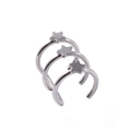 Set of three silver star stainless steel ear cuffs with polished metallic finish - Triple Layer with Stars