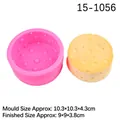 Pink square cheese silicone mold for scented candles with finished yellow candle sample - Large Round Cheese / Pink