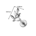 F136 titanium stud earring featuring a leaf design with marquise-cut clear zircon stones - Leaf Style (T2542-4#) / Silver