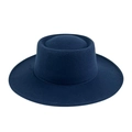 Sombrero fedora de fieltro de lana azul marino con ala plana y estilo jazz vintage - M (56-58cm) / Azul marino