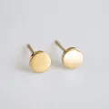 Minimalist 4mm 14K gold plated stainless steel disc stud earrings for women fashion - Round (YE14813) / 4mm / Gold