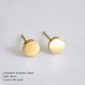 Minimalist 4mm 14K gold plated stainless steel disc stud earrings for women fashion - Round (YE14813) / 4mm / Gold
