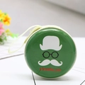 Green tinplate round coin purse with gentleman pattern and 'Thank you' text - Mustache Gentleman Green Style 03
