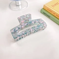 Large acetate hair claw clip with colorful pink and purple marble texture for women - Grey Pink