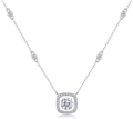 Elegant 925 silver necklace featuring a square pendant with a sparkling round zircon stone - N13756 Square Frame 1ct