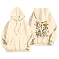 Felpa con cappuccio panna con stampa floreale vintage sul retro e sulle maniche - S / Tops / Giallo Crema Floreale