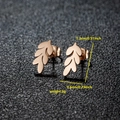 Minimalist rose gold leaf stud earrings with wheat ear design for women's daily wear - 028 Leaf / Rose Gold