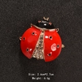 Miniature ladybug brooch with red enamel finish and sparkling crystal accents - Red Enamel Ladybug