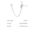 Orecchini a catena con fiori e farfalle in argento con zirconi trasparenti e maglie - Pezzo Singolo (Ago 0.8x6mm) / Catena Farfalla e Fiore in Platino