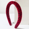 Diadema de leopardo roja con textura de felpa y sutiles detalles brillantes - Rojo