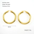 50mm hollow 18K gold plated stainless steel hoop earrings with 5mm thickness for women - 50mm Diameter / Gold