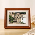 Solid walnut wood picture frame with white mat and vintage landscape photography art - Warm Walnut Frame + Mat