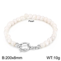 Bracelet réglable plaqué or 18K avec perles naturelles blanches et fermoir en argent - Style Perle avec Fermoir à Ressort Argenté (KB169662-Z)