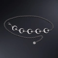 Silver multi-layer chain belt featuring moon and star charms with sun pendant detail - Silver Moon Single Layer