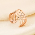 Anillo ajustable en oro rosa con diseño de cadena cubana hueca y acabado pulido - Estilo Hueco de Cadena Cubana Ancha (KR105363--KFC) / Oro rosa