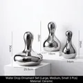 Set of 3 silver plated ceramic teardrop sculptures for modern home cabinet decor - Ceramic Water Drop Ornament Set Of Three