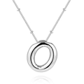 Macro shot of silver balloon letter O pendant on beaded chain with elegant reflection - O-Steel