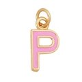 Golden letter P pendant with pink enamel finish for customized necklaces - Pink - Letter P