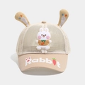 Détails de la casquette filet pour fille avec oreilles de lapin 3D et broderie carotte - 52cm (2-5 Ans) / Kaki