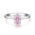 Anello in argento sterling S925 con diamante rosa ovale da 1 carato e fascia lucida - US 5 / Zirconia Rosa (CBJZ155)