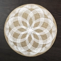 Round jute placemat with white flower of life pattern on dark wood background - 38cm / White Circle