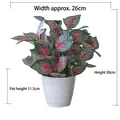 Artificial red and green leaf plant in white textured pot, 30cm height indoor decor - Large Pot + Red Perilla Leaf