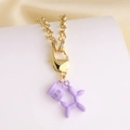 Collier plaqué or 18 carats avec pendentifs chien ballon violet et tasse à café - Mauve Clair