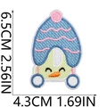 Detailed embroidery patch of cute character with hat, measuring 6.5cm by 4.3cm - Letter D