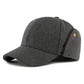 Gorra de béisbol de lana gris oscuro para hombre con orejeras de forro polar de invierno - L (55-57cm) / Gris oscuro