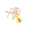 Gold titanium flat back stud earring with clear zircon inlay in 0.34cm and 0.36cm size - 4# Gold Flower Cluster Style