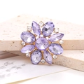 Elegant purple crystal flower accessory with golden base and white rhinestones - Purple