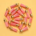 Pink suede tassels with gold metal caps for DIY jewelry and keychain making - Pink