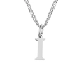 Collar de acero inoxidable plateado pulido con un colgante minimalista de letra I mayúscula - Letra I (Plateado)