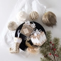 Set da 8 pezzi di addobbi natalizi champagne con sfere glitterate e calze di paillettes - 24-Set Champagne A (8 pezzi)