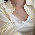 Elegant silver chain necklace featuring a minimalist green heart-shaped pendant for women - Green Heart Pendant Style (XL2690)