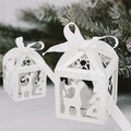 Laser-cut white reindeer house candy box with ribbon and Nordic winter scenery - Deer Pattern / White