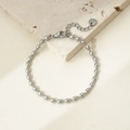 Detail of silver stainless steel oval bead bracelet with S.Steel engraved tag and clasp - Steel Color Bracelet#3mm Large