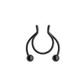 Detailansicht eines schwarzen Edelstahl-U-Septum-Rings mit glatt polierten kleinen Kugeln - 0.8*8*3/3mm / Schwarz
