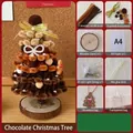 Kit DIY sapin de Noël chocolat avec guirlande LED, fils chenille et sac cadeau créatif - 3# Kit de Bricolage Sapin de Noël Chocolat