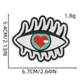Detailed size specifications for heart embroidery patch with colorful knitted texture - Cartoon Patch 7# (Heart Eyes)