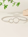 Cintura elastica in metallo argento con doppia fibbia rotonda e design a maglia a molla - Fibbia Rotonda Doppia a Catena a Molla / Argento