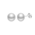 Orecchini a lobo a sfera in argento sterling S925 con accento di perla d'acqua dolce - Perla 6-6.5mm/Placcato Platino