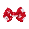 Barrette de Noël en ruban rouge avec motifs de Père Noël et flocons de neige mignons - Style Bonnet de Noël Rouge