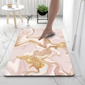 Tappetino da bagno assorbente con motivo marmo rosa e fondo antiscivolo per pavimenti - 40*60cm / Arcobaleno