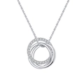 S925 sterling silver necklace with three interlocking rings and pavé white diamonds - 42cm / Silver
