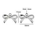 Silver bow pendant dimensions: 16mm width by 11mm height with a 2mm top hole - Style 1 / Steel