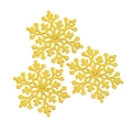 Trois pendentifs flacons de neige dorés pour décoration de fête et sapin de Noël - 3 Pièces / Doré