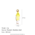 Fish pendant with yellow and white enamel in 18K gold-plated stainless steel, 23.9x6.9mm - Yellow White Striped Fish (N3725_2)