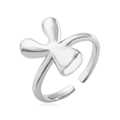 Minimalist gold-plated 18k letter ring featuring a polished floral four-petal design - Letter Y
